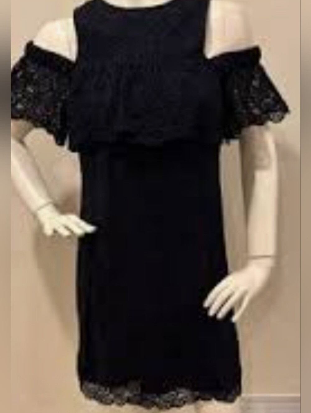 Ann Taylor Navy Lace Ruffle Cold-Shoulder Dress. NWT. Size 12